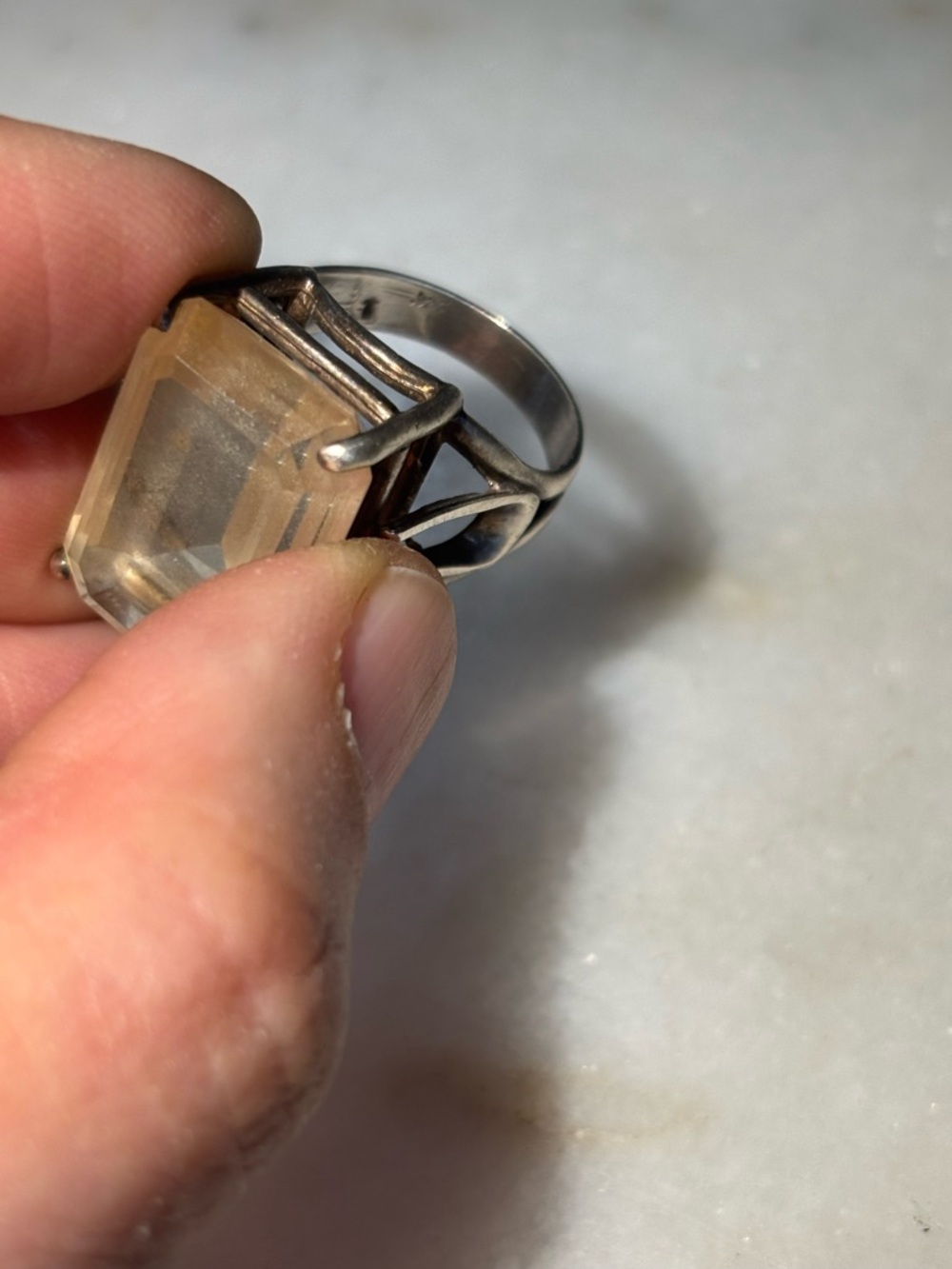Stunning Citrine 925 Sterling Silver Ring Faceted Stone - Size 7 - Picture 3 of 15
